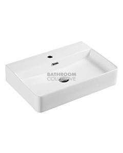Collections - Vento 600mm White Rectangular Wall Hung Basin with Tap Hole