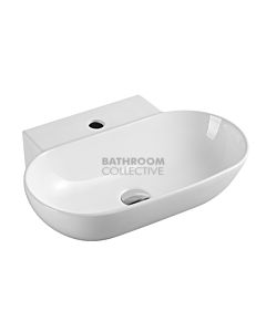 Collections - Vento 560mm White Oval Wall Hung Basin with Tap Hole 