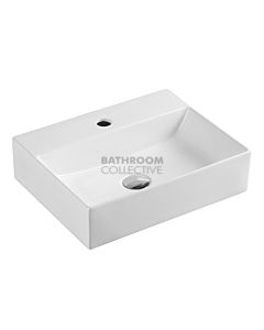 Collections - Kube 460mm White Rectangular Wall Hung Basin with Tap Hole (Slim Depth) 