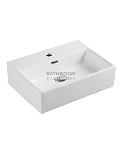 Collections - Kube 515mm White Rectangular Wall Hung Basin with Tap Hole (Slim Depth) 