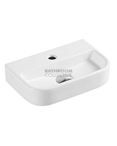 Collections - Mini 380mm White Compact Oval Wall Hung Basin with Tap Hole 