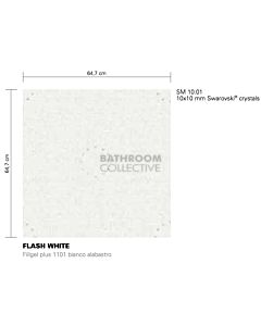 Bisazza - Luxe Flash White Decorative Glass Mosaic Tiles, order unit 0.83m2