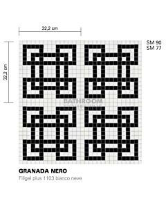 Bisazza - Timeless Granada Nero Decorative Glass Mosaic Tiles, order unit 2.07m2