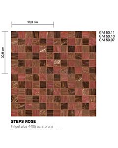 Bisazza - Timeless Steps Rose Decorative Glass Mosaic Tiles, order unit 0.96m2