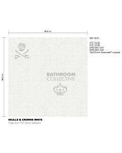 Bisazza - Luxe Skulls & Crowns White Decorative Glass Mosaic Tiles, order unit 0.93m2