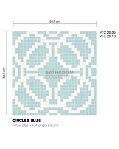 Bisazza - Modern Circles Blue Decorative Glass Mosaic Tiles, order unit of 2.07m2