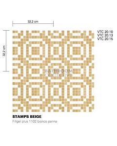 Bisazza - Modern Stamps Beige Decorative Glass Mosaic Tiles, order unit 2.07m2