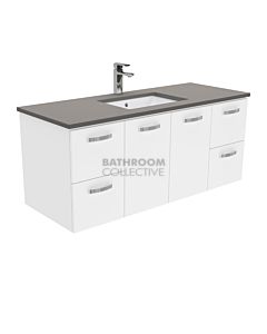 Fienza - Sarah Dove Grey Wall Hung Vanity, Stone Top, White Gloss 1200mm 1 Tap Hole