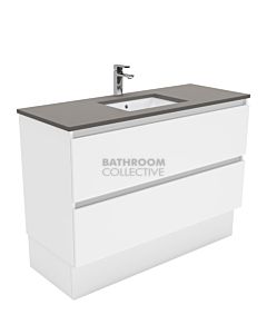 Fienza - Sarah Dove Grey Freestanding Quest All Drawer Vanity, Stone Top, White Gloss 1200mm 1 Tap Hole