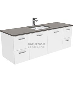 Fienza - Sarah Dove Grey Wall Hung Vanity, Stone Top, White Gloss 1500mm 1 Tap Hole