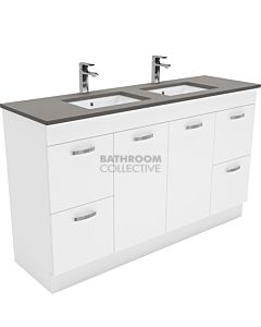 Fienza - Sarah Dove Grey Freestanding Vanity Double Bowl, Stone Top, White Gloss 1500mm 1 Tap Hole
