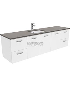 Fienza - Sarah Dove Grey Wall Hung Vanity, Stone Top, White Gloss 1800mm 1 Tap Hole