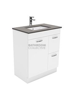 Fienza - Sarah Dove Grey Freestanding Vanity Right Drawers, Stone Top, White Gloss 750mm 1 Tap Hole
