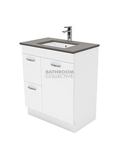 Fienza - Sarah Dove Grey Freestanding Vanity Left Drawers, Stone Top, White Gloss 750mm 1 Tap Hole