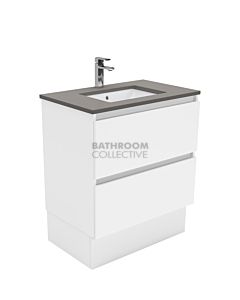 Fienza - Sarah Dove Grey Freestanding Quest All Drawer Vanity, Stone Top, White Gloss 750mm 1 Tap Hole