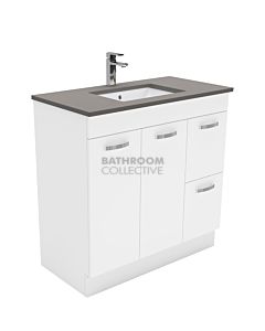 Fienza - Sarah Dove Grey Freestanding Vanity Right Drawers, Stone Top, White Gloss 900mm 1 Tap Hole