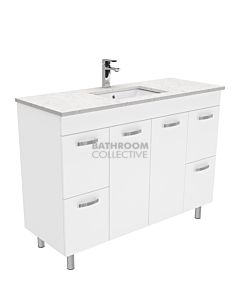 Fienza - Sarah Bianco Marble On Legs Vanity, Stone Top, White Gloss 1200mm 1 Tap Hole