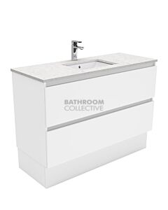 Fienza - Sarah Bianco Marble Freestanding Quest All Drawer Vanity, Stone Top, White Gloss 1200mm 1 Tap Hole
