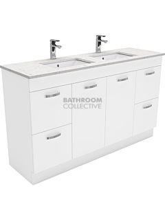 Fienza - Sarah Bianco Marble Freestanding Vanity Double Bowl, Stone Top, White Gloss 1500mm 1 Tap Hole