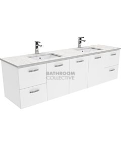Fienza - Sarah Bianco Marble Wall Hung Vanity Double Bowl, Stone Top, White Gloss 1800mm 1 Tap Hole