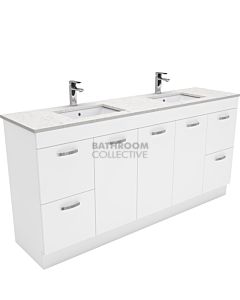Fienza - Sarah Bianco Marble Freestanding Vanity Double Bowl, Stone Top, White Gloss 1800mm 1 Tap Hole