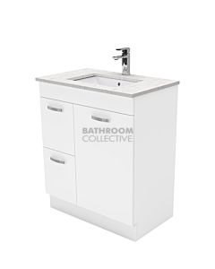 Fienza - Sarah Bianco Marble Freestanding Vanity Left Drawers, Stone Top, White Gloss 750mm 1 Tap Hole