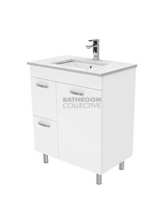 Fienza - Sarah Bianco Marble On Legs Vanity Left Drawers, Stone Top, White Gloss 750mm 1 Tap Hole