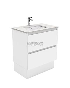 Fienza - Sarah Bianco Marble Freestanding Quest All Drawer Vanity, Stone Top, White Gloss 750mm 1 Tap Hole