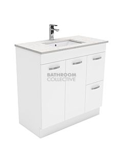 Fienza - Sarah Bianco Marble Freestanding Vanity Right Drawers, Stone Top, White Gloss 900mm 1 Tap Hole