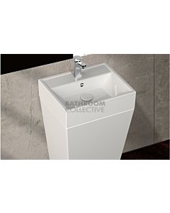 Paco Jaanson - Isvea Sistema Y 500mm Back to Wall Basin and Floor Standing Pedestal 1TH Gloss White