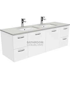Fienza - Sarah Roman Empire Wall Hung Vanity Double Bowl, Stone Top, White Gloss 1500mm 1 Tap Hole