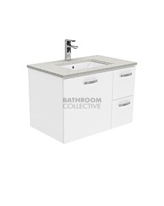 Fienza - Sarah Roman Empire Wall Hung Vanity Right Drawers, Stone Top, White Gloss 750mm 1 Tap Hole