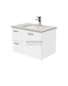 Fienza - Sarah Roman Empire Wall Hung Vanity Left Drawers, Stone Top, White Gloss 750mm 1 Tap Hole