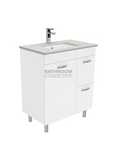 Fienza - Sarah Roman Empire On Legs Vanity Right Drawers, Stone Top, White Gloss 750mm 1 Tap Hole