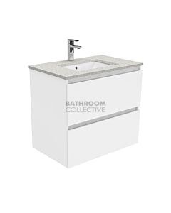 Fienza - Sarah Roman Empire Wall Hung Quest All Drawer Vanity, Stone Top, White Gloss 750mm 1 Tap Hole