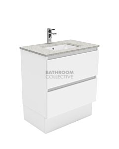Fienza - Sarah Roman Empire Freestanding Quest All Drawer Vanity, Stone Top, White Gloss 750mm 1 Tap Hole