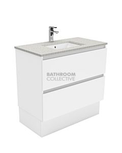 Fienza - Sarah Roman Empire Freestanding Quest All Drawer Vanity, Stone Top, White Gloss 900mm 1 Tap Hole 