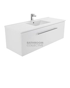 Fienza - Dolce Manu Wall Hung Vanity, Ceramic Top, White Gloss 1200mm 1 Tap Hole