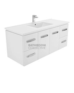 Fienza - Dolce Wall Hung Vanity, Ceramic Top, White Gloss 1200mm 1 Tap Hole