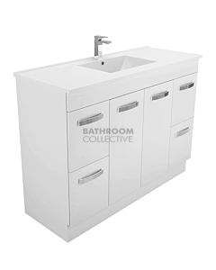 Fienza - Dolce Freestanding Vanity, Ceramic Top, White Gloss 1200mm 1 Tap Hole