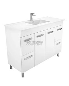 Fienza - Dolce On Legs Vanity, Ceramic Top, White Gloss 1200mm 1 Tap Hole