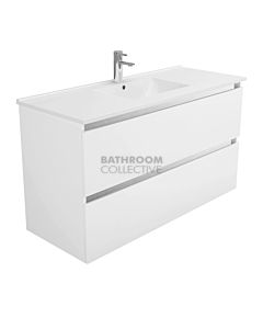 Fienza - Dolce Quest All Drawers Wall Hung Vanity, Ceramic Top, White Gloss 1200mm 1 Tap Hole