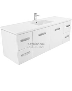 Fienza - Dolce Wall Hung Vanity, Ceramic Top, White Gloss 1500mm 1 Tap Hole