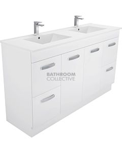 Fienza - Dolce Freestanding Vanity Double Bowl, Ceramic Top, White Gloss 1500mm 1 Tap Hole