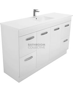 Fienza - Dolce Freestanding Vanity, Ceramic Top, White Gloss 1500mm 1 Tap Hole