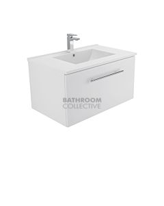 Fienza - Dolce Manu Wall Hung Vanity, Ceramic Top, White Gloss 750mm 1 Tap Hole