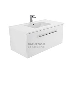 Fienza - Dolce Manu Wall Hung Vanity, Ceramic Top, White Gloss 900mm 1 Tap Hole