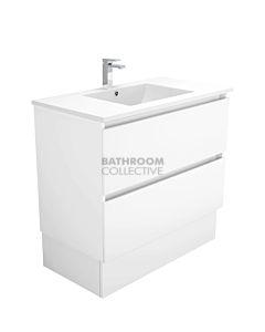 Fienza - Dolce Quest All Drawers Freestanding Vanity, Ceramic Top, White Gloss 900mm 1 Tap Hole