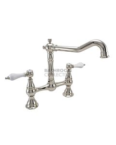 1901 Provincial Kitchen Bridging Tap with English Spout - Polished Nickel