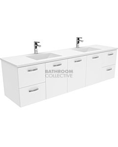 Fienza - Vanessa Wall Hung Vanity Double Bowl, Poly Marble Top, White Gloss 1800mm 1 Tap Hole